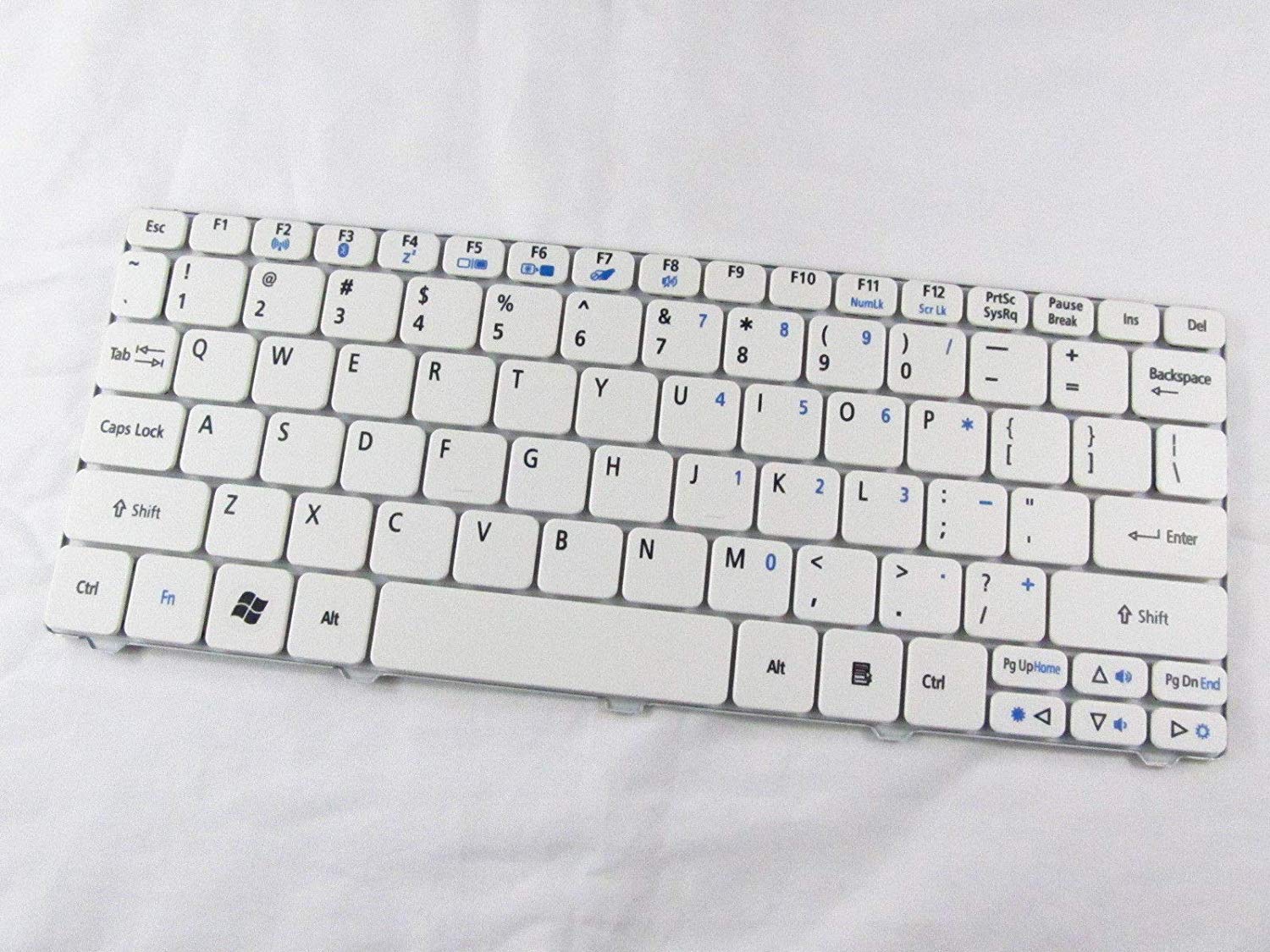 WISTAR Laptop Keyboard Compatible for Acer Aspire One D255 D255E D257 D260 D270 532H NAV50 {White}